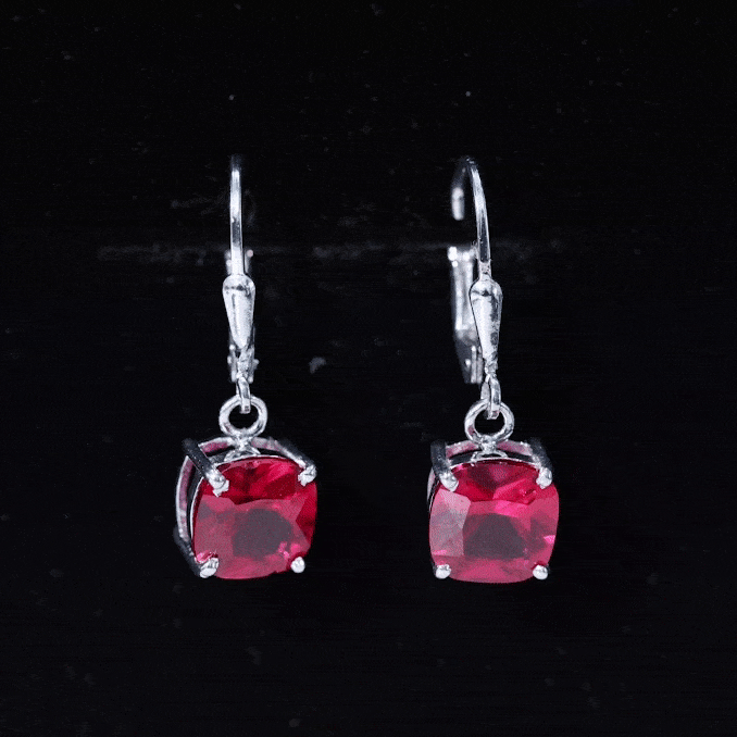 Lab Created Ruby Drop Earrings For Women