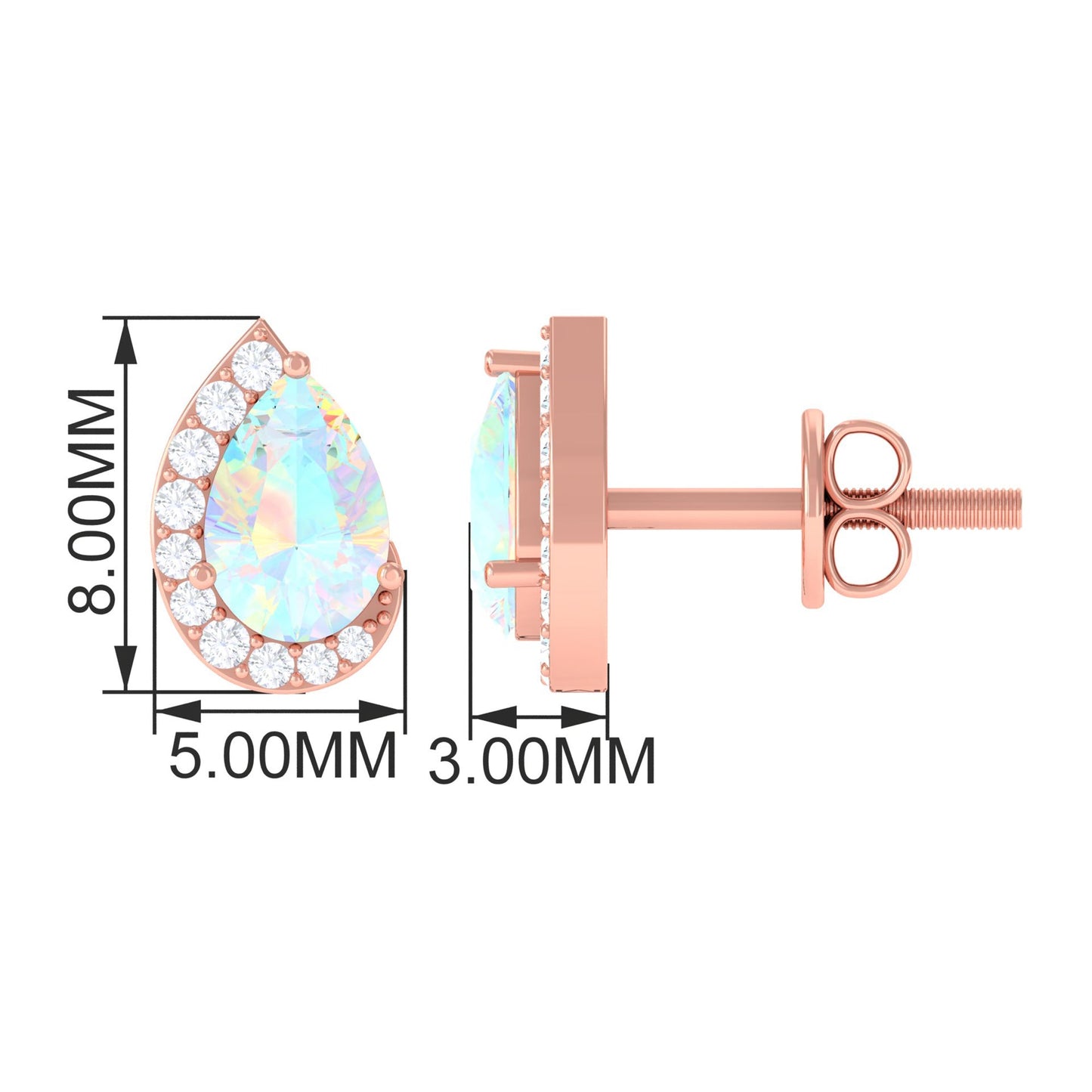 1.4 CT Ethiopian Opal Teardrop Stud Earrings with Diamond