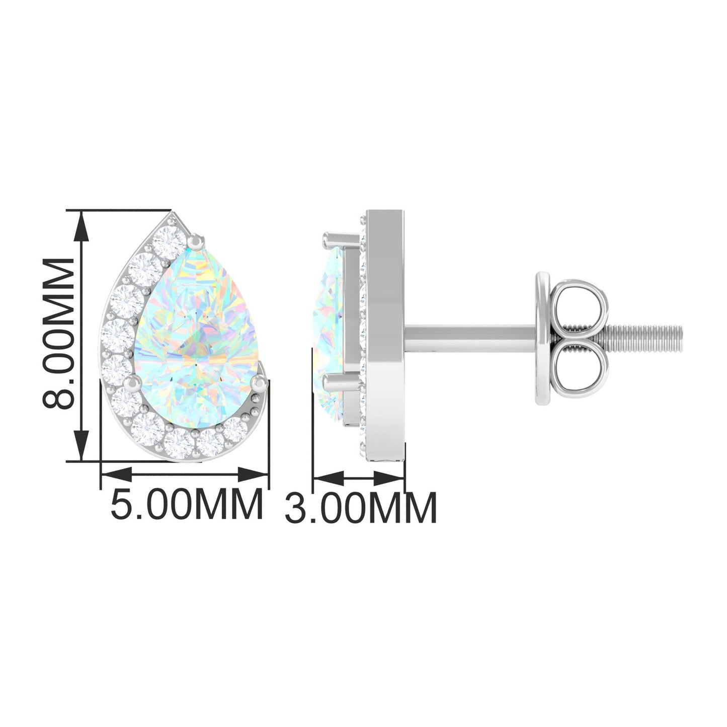 1.4 CT Ethiopian Opal Teardrop Stud Earrings with Diamond