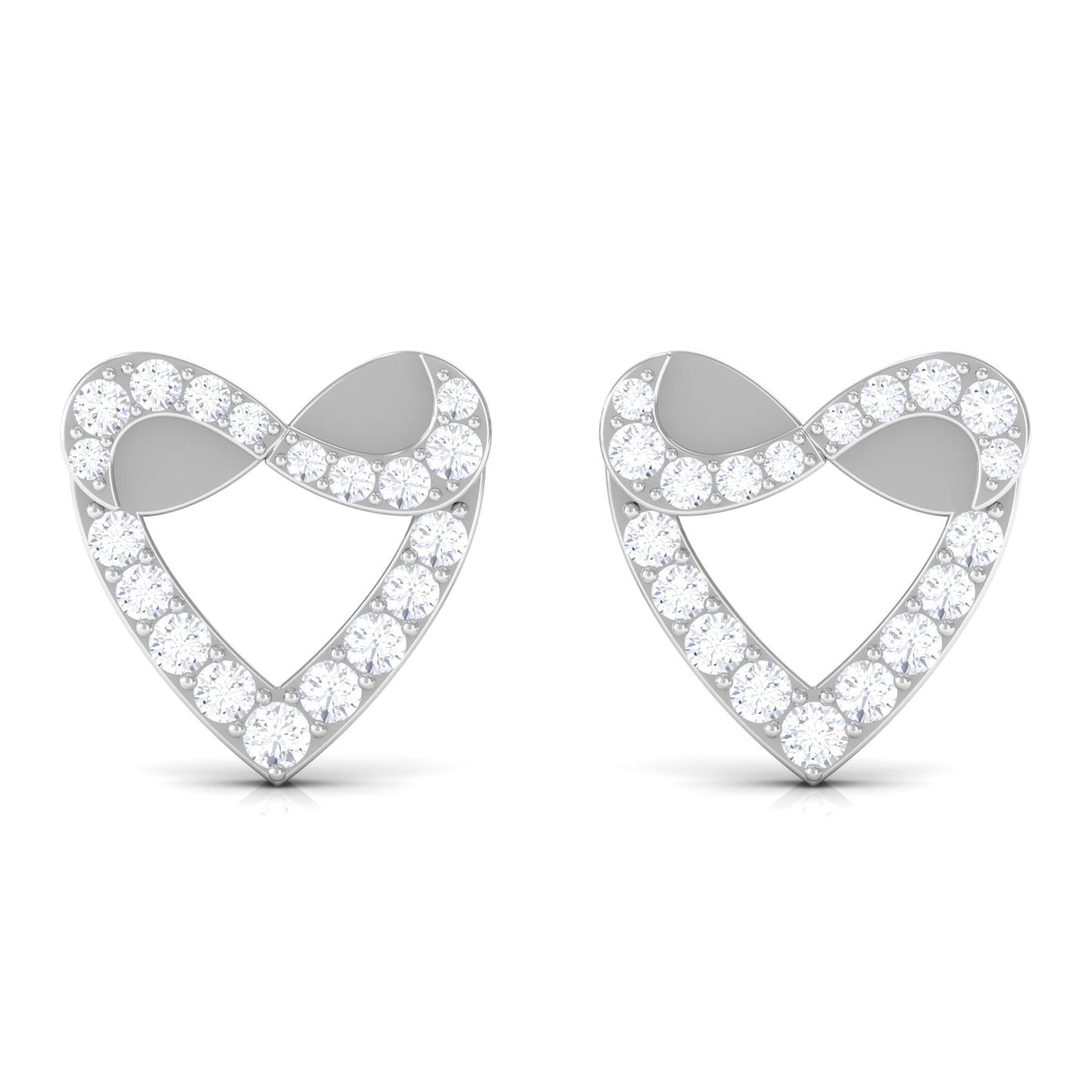 Round Diamond Infinity Heart Stud Earrings
