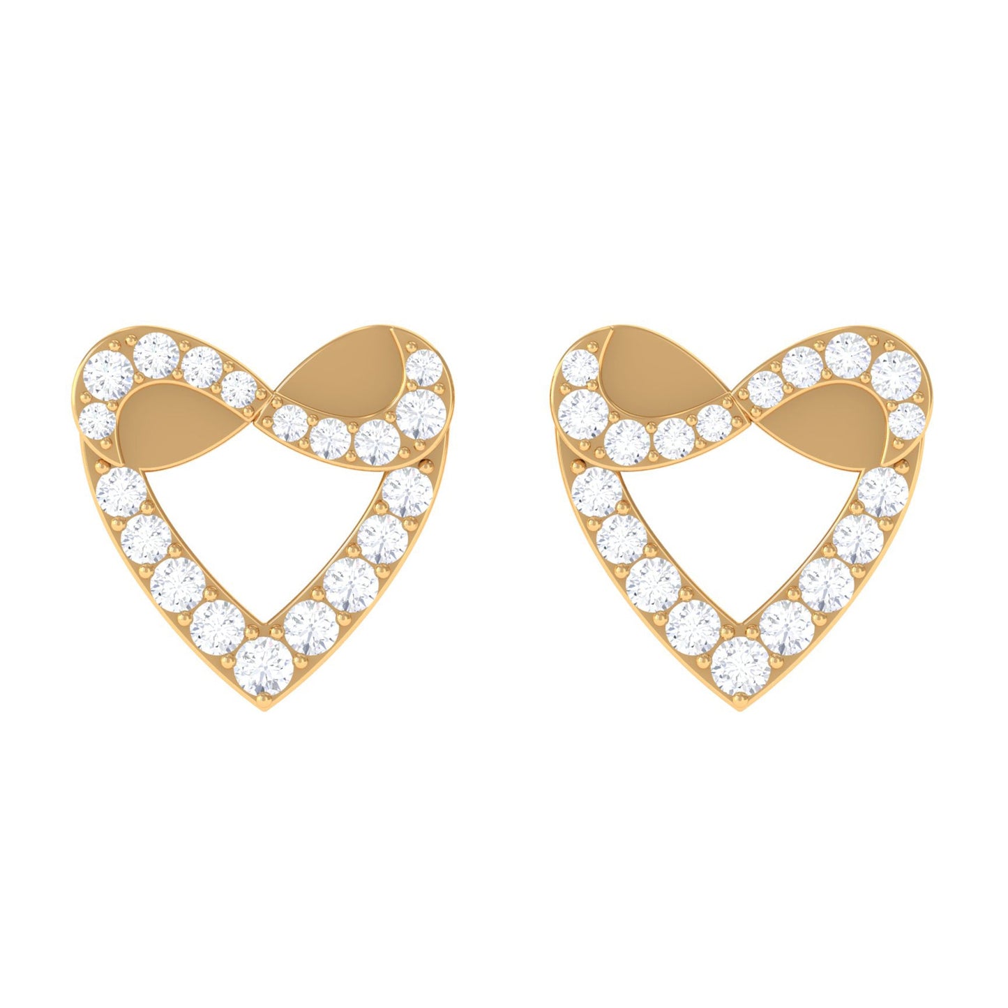 Round Diamond Infinity Heart Stud Earrings