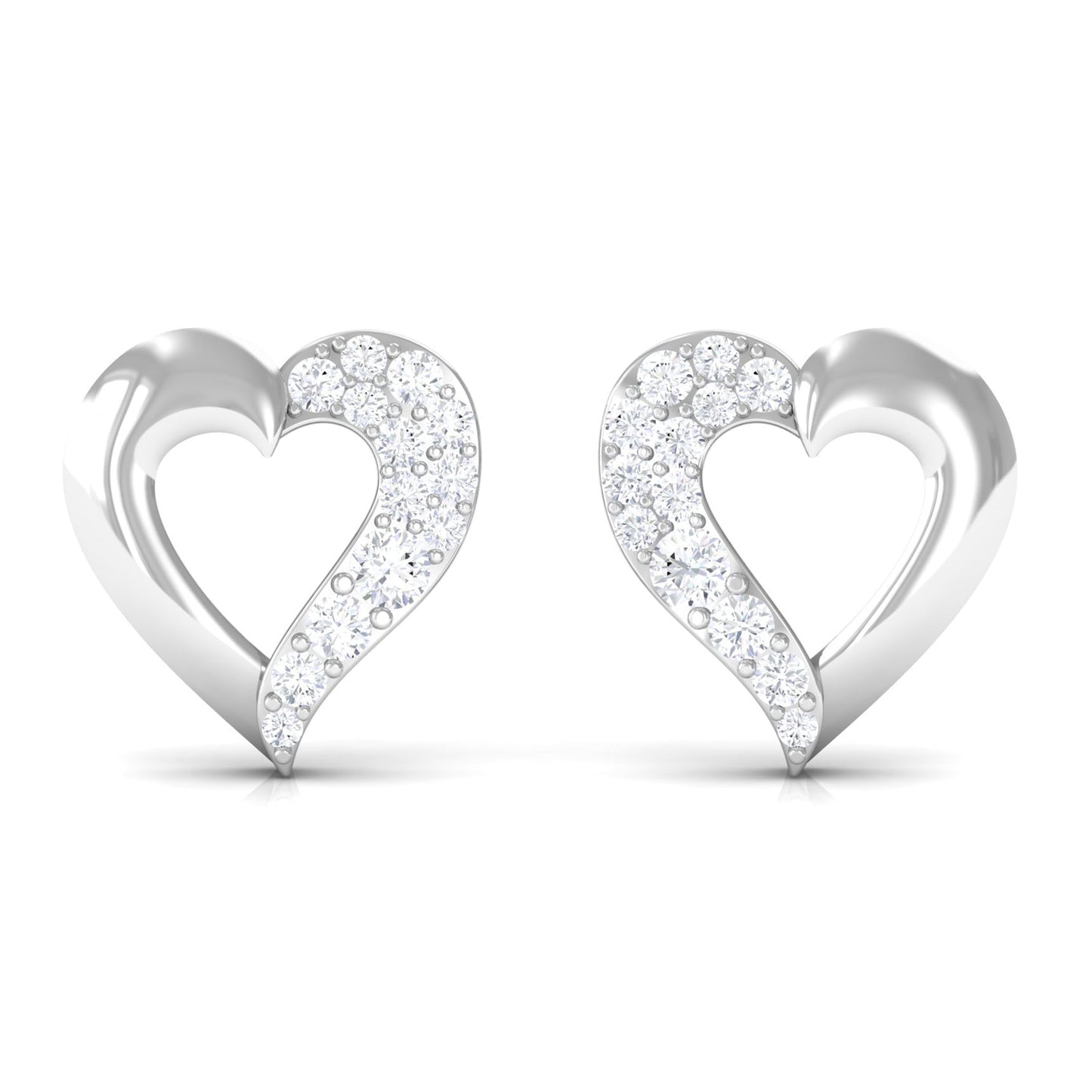 Certified Natural Diamond Heart Shaped Earrings with Screw Back