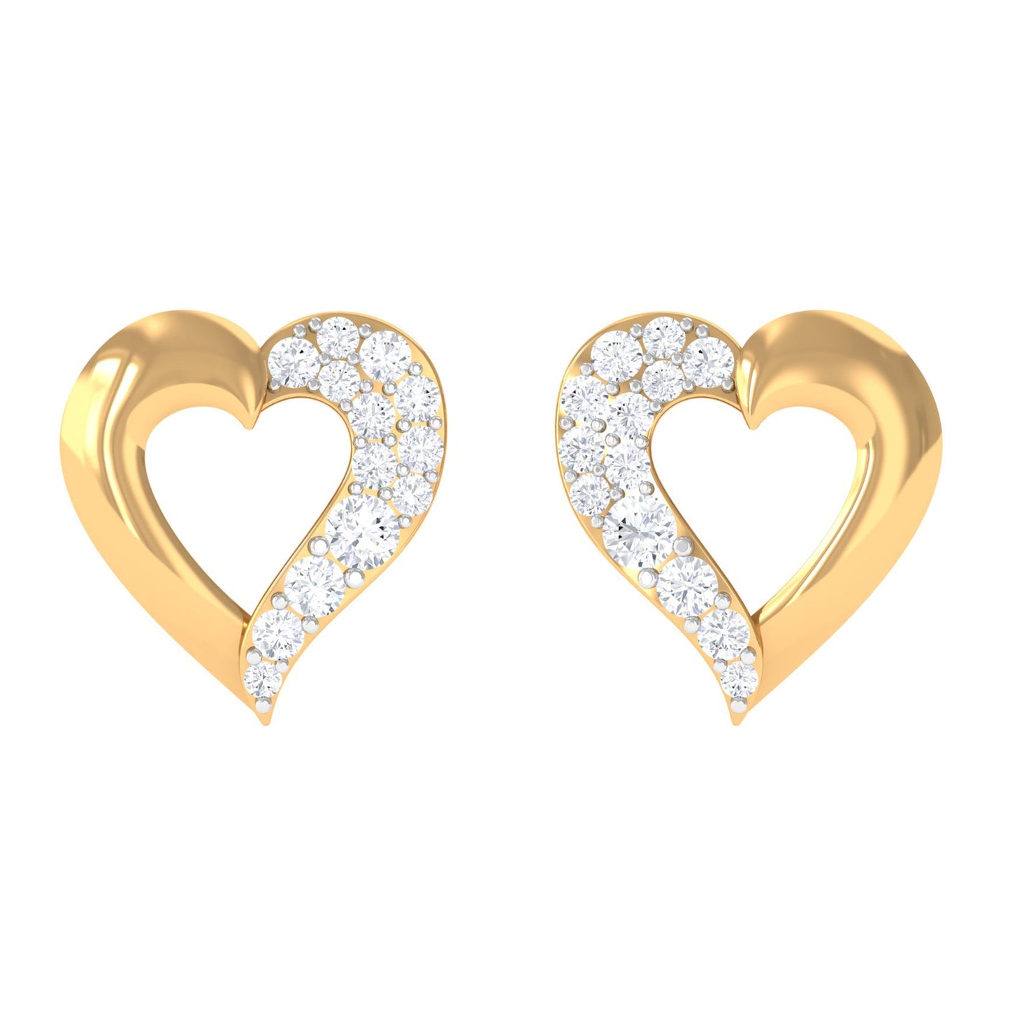 Certified Natural Diamond Heart Shaped Earrings with Screw Back