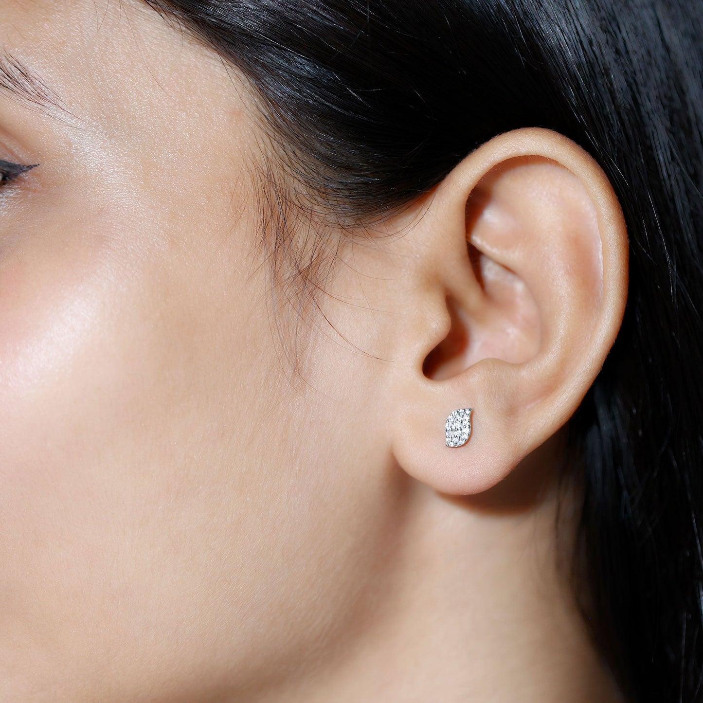 Nature Inspired Diamond Leaf Stud Earrings