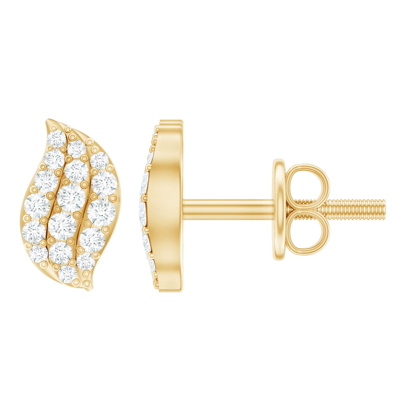 Nature Inspired Diamond Leaf Stud Earrings
