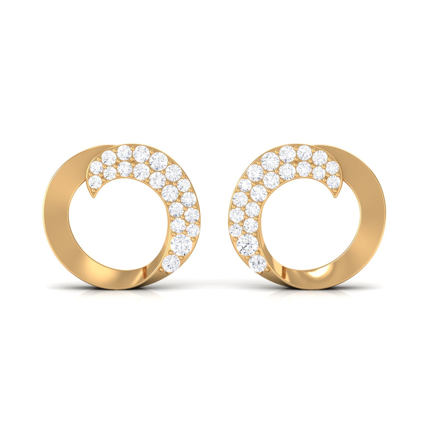 Certified Natural Diamond Circle Earrings with Screw Back