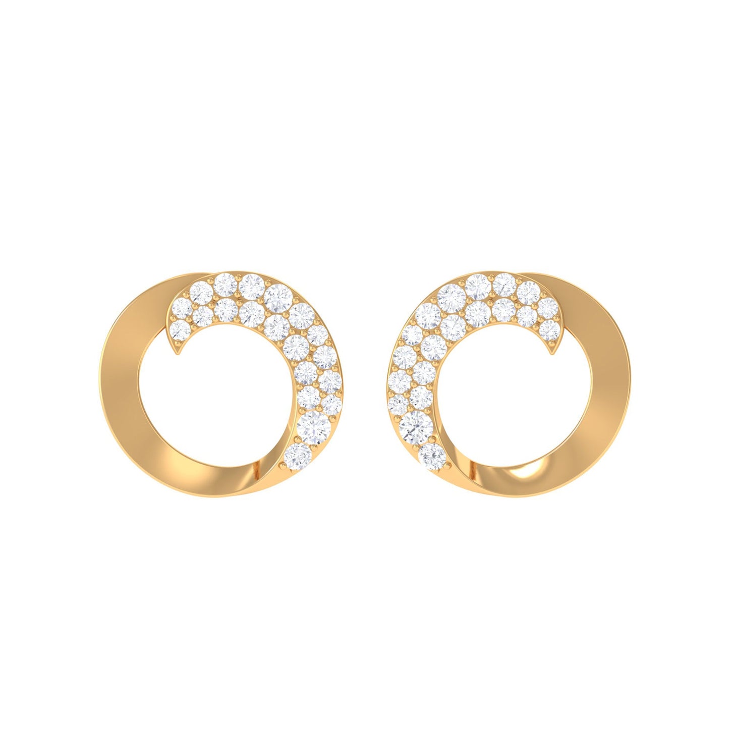 Certified Natural Diamond Circle Earrings with Screw Back