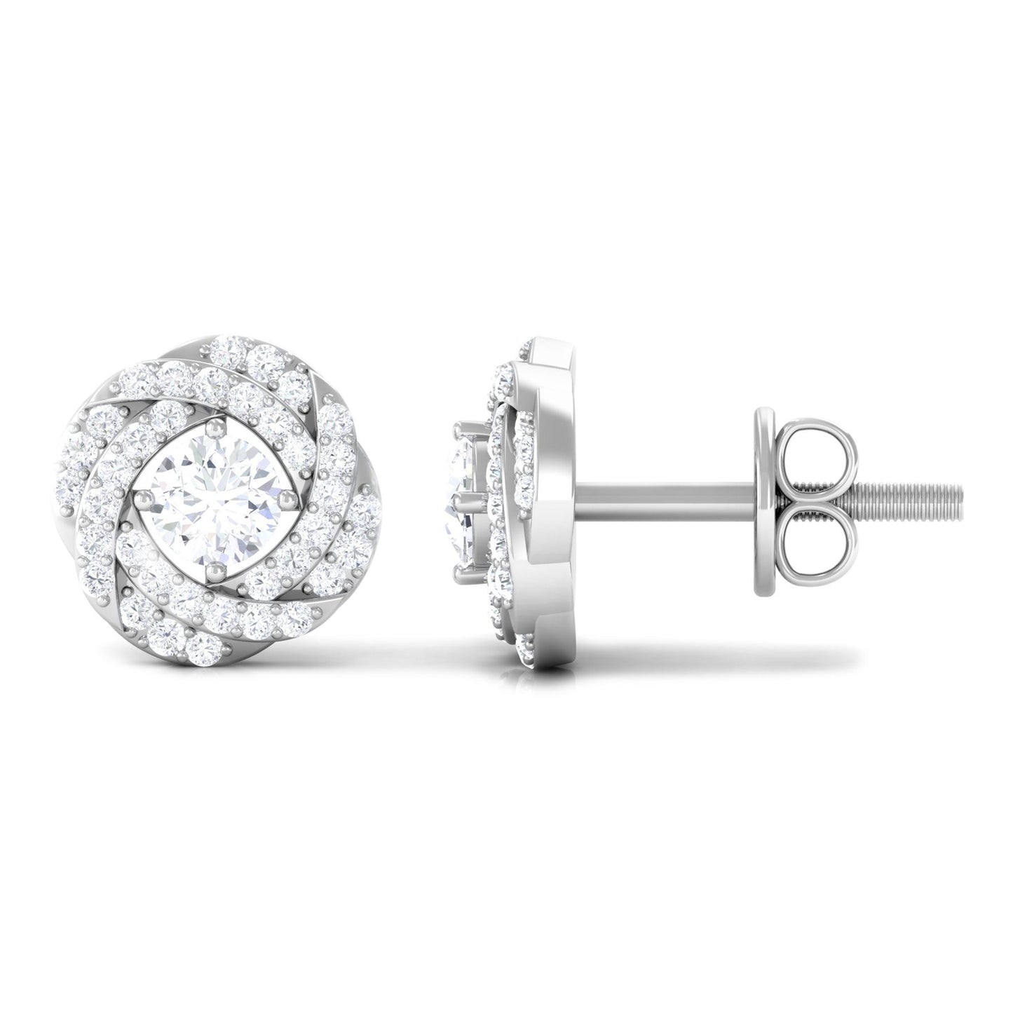 Classic Diamond Cluster Earrings with Screw Back
