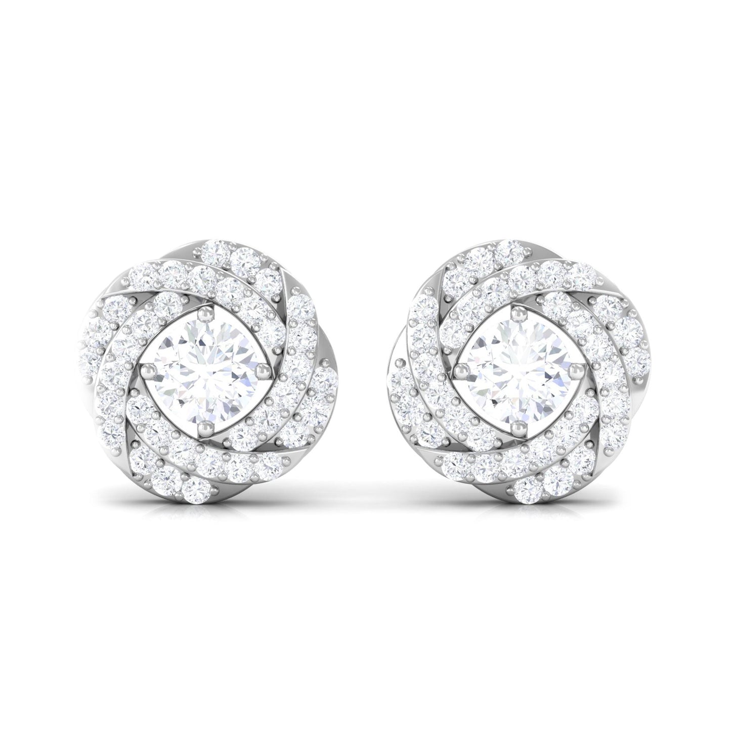 Classic Diamond Cluster Earrings with Screw Back