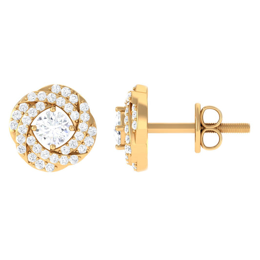 Classic Diamond Cluster Earrings with Screw Back