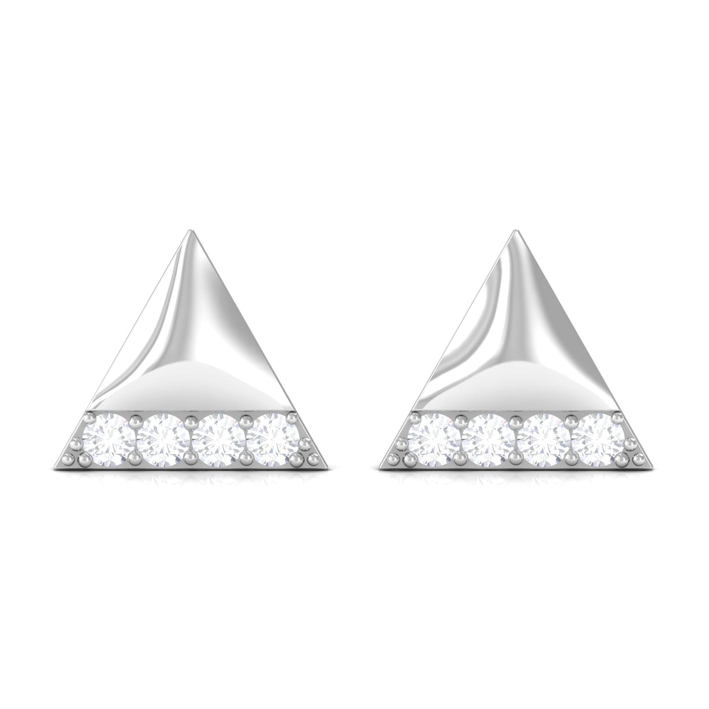 Round Cut Real Diamond Triangle Stud Earrings