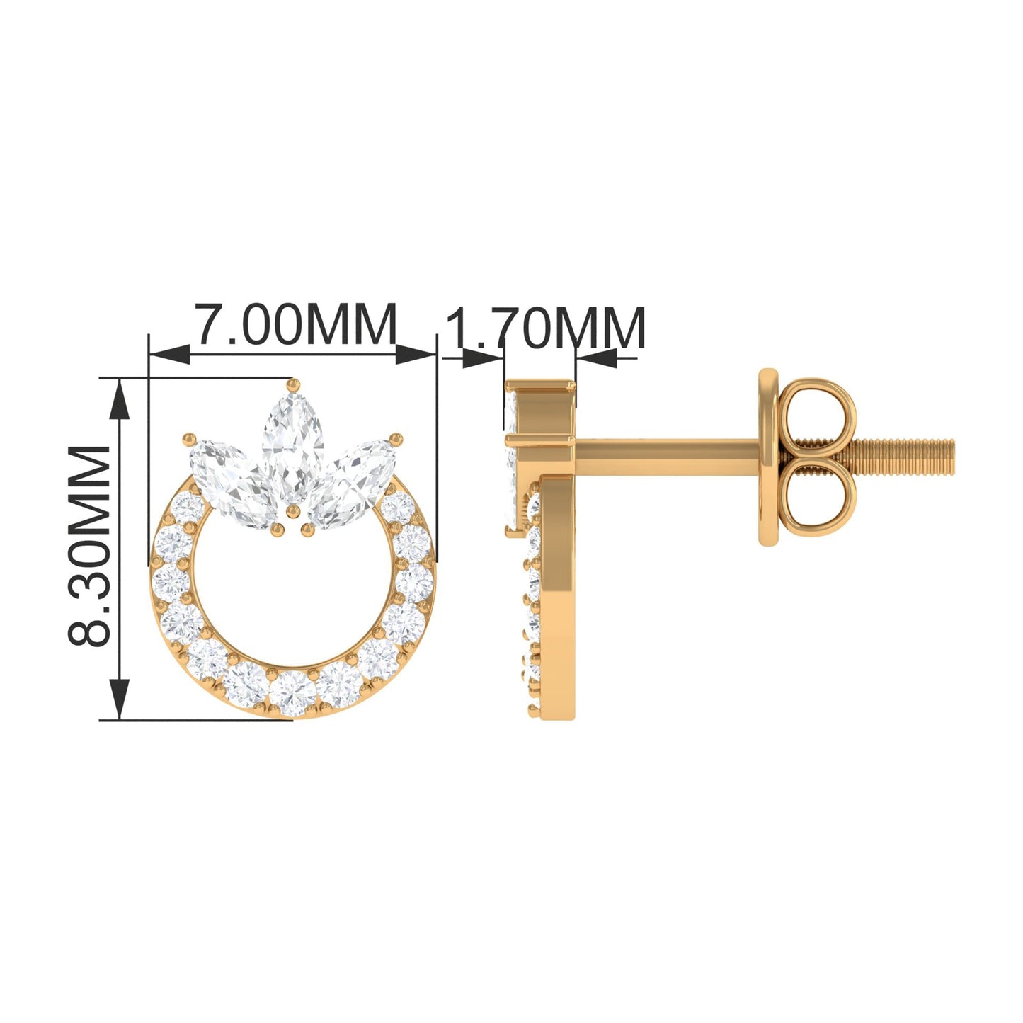 Natural Diamond Circle Stud Earrings with Certificate