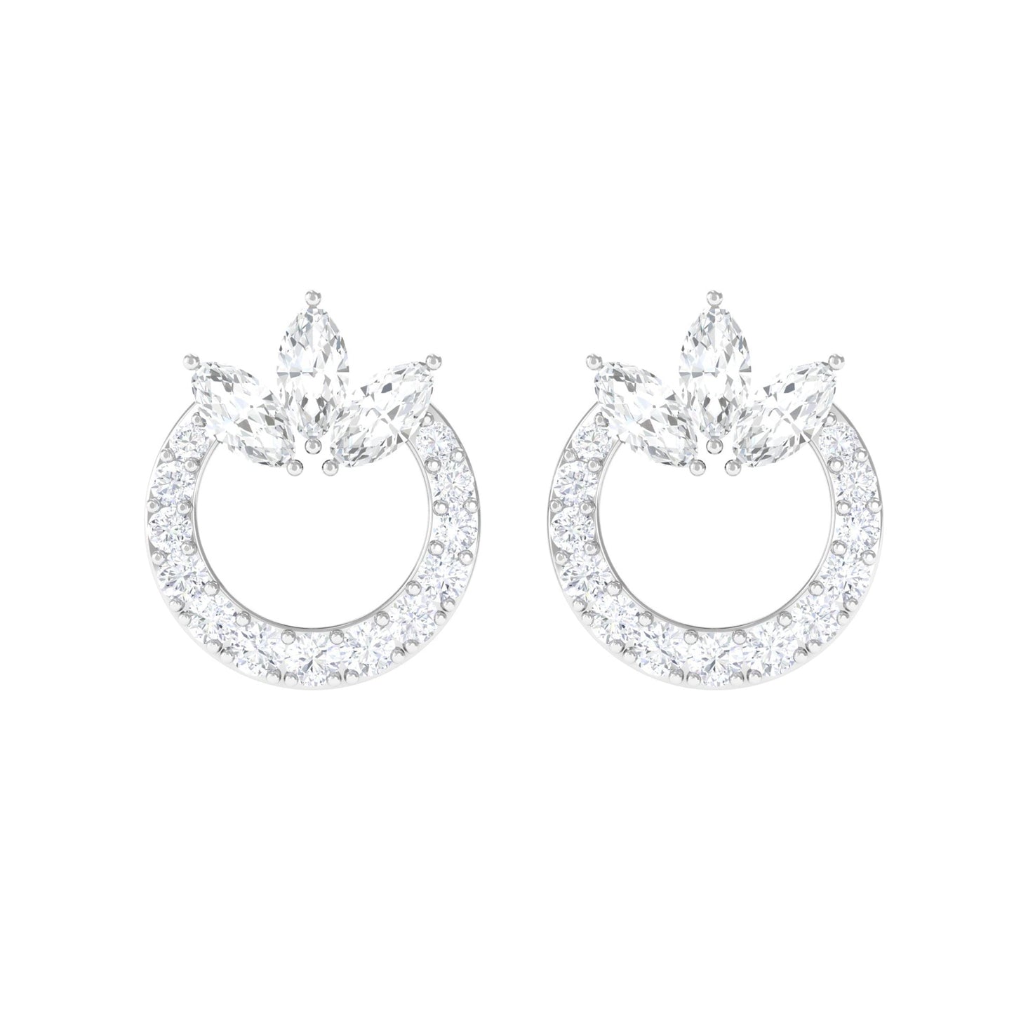 Natural Diamond Circle Stud Earrings with Certificate