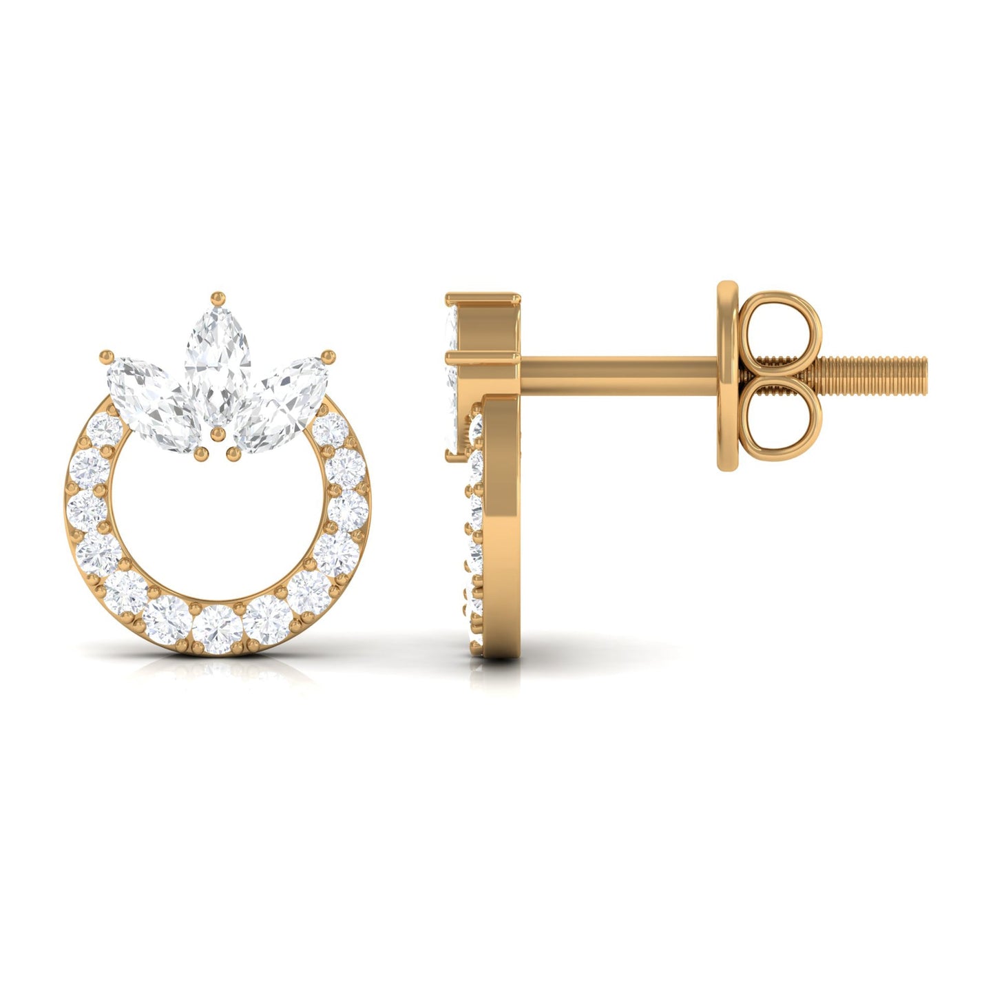 Natural Diamond Circle Stud Earrings with Certificate