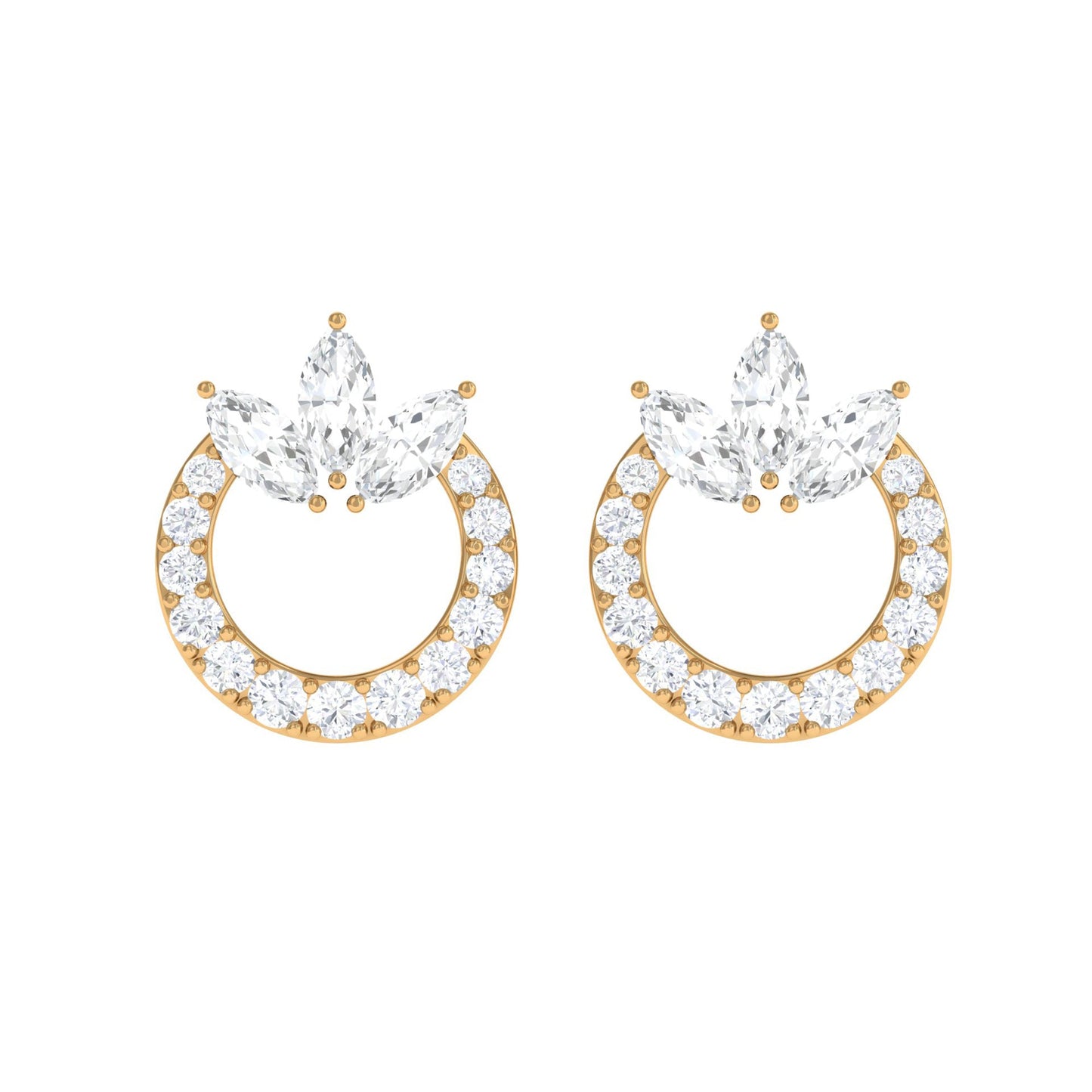 Natural Diamond Circle Stud Earrings with Certificate