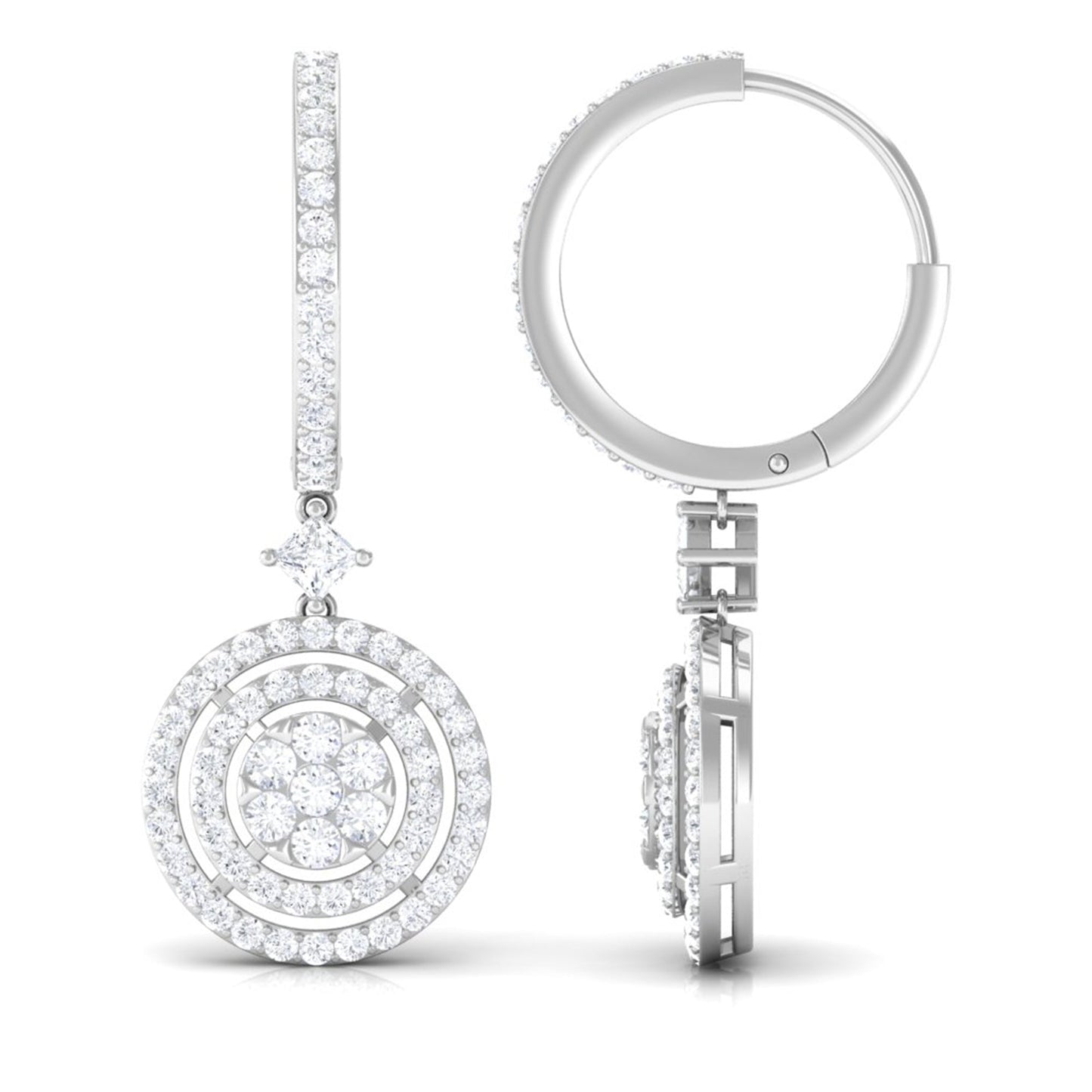 Certified Moissanite Drop Hoop Earrings for Women