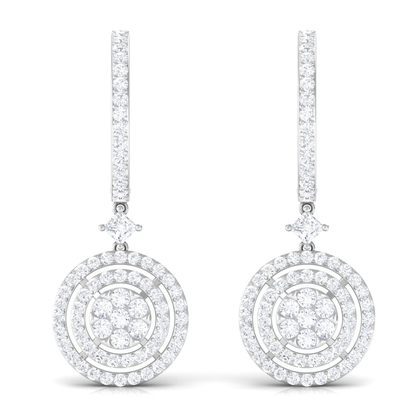 Certified Moissanite Drop Hoop Earrings for Women
