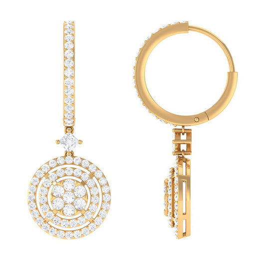 Certified Moissanite Drop Hoop Earrings for Women