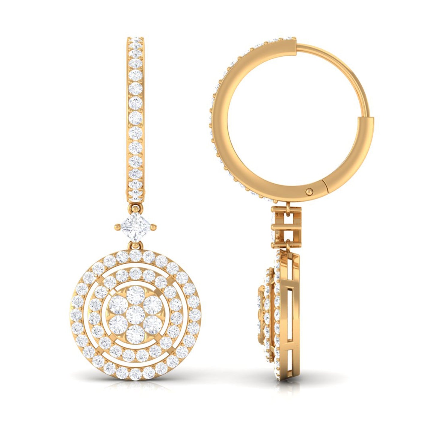 Certified Moissanite Drop Hoop Earrings for Women