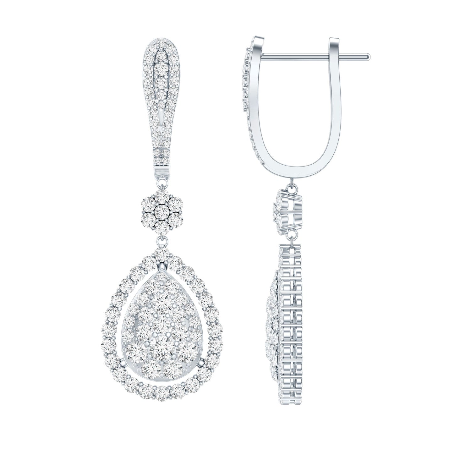 Certified Moissanite Bridal Drop Earrings For Wedding
