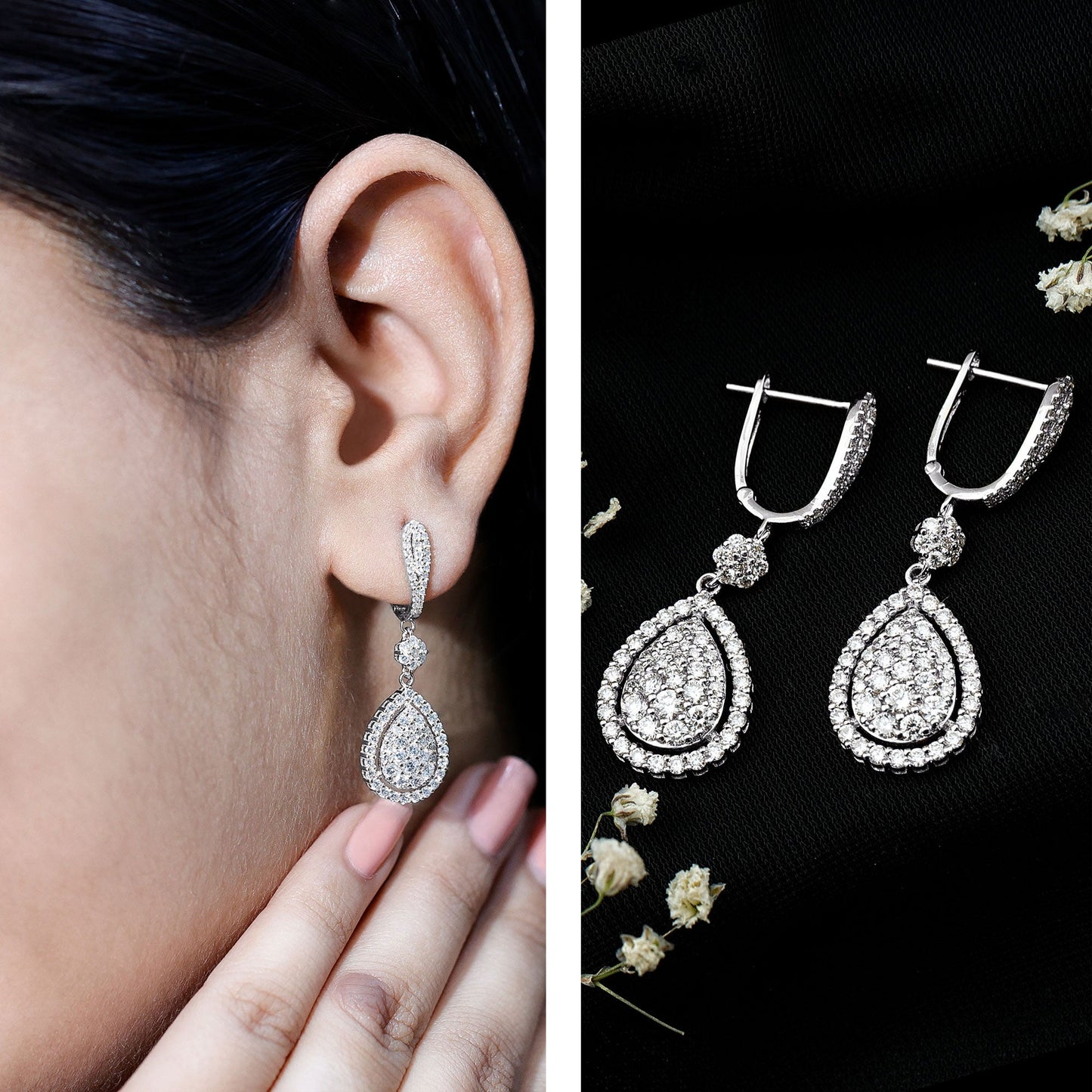 Certified Moissanite Bridal Drop Earrings For Wedding