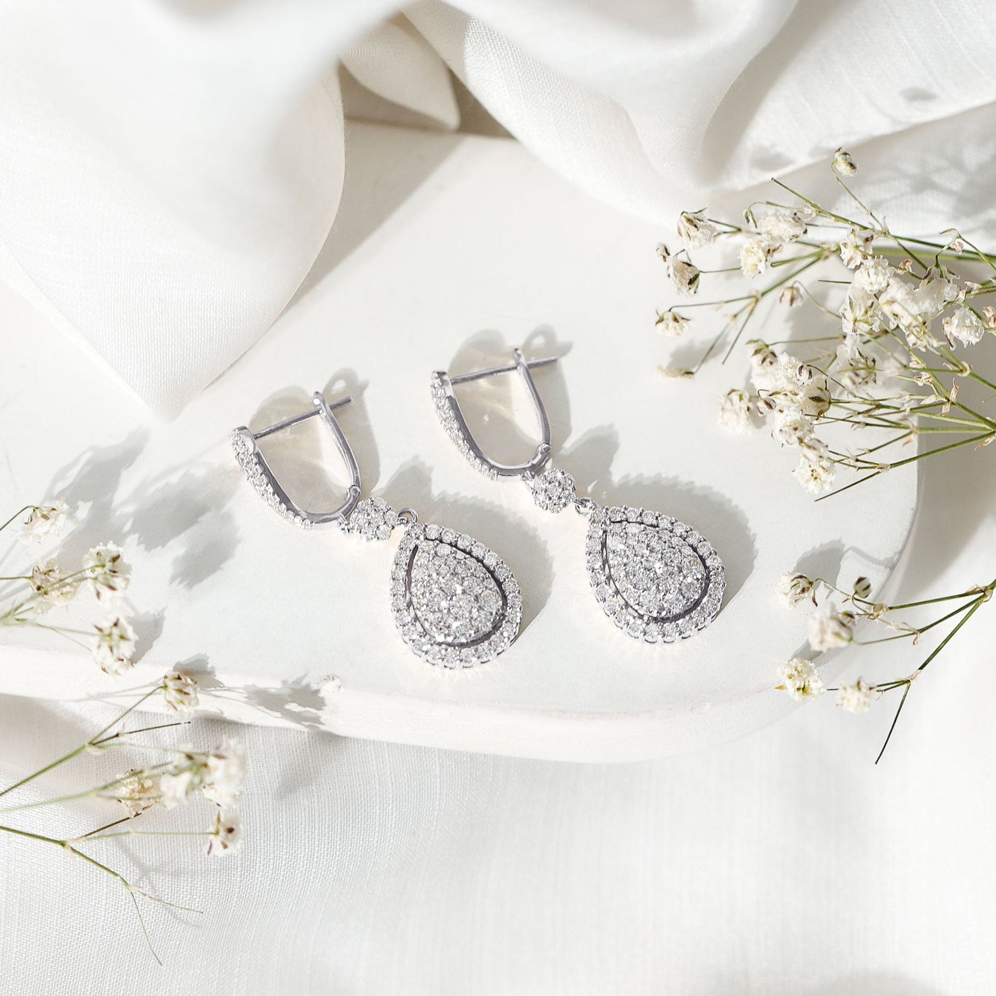 Certified Moissanite Bridal Drop Earrings For Wedding