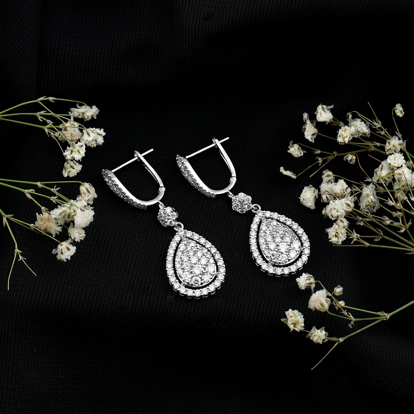 Certified Moissanite Bridal Drop Earrings For Wedding
