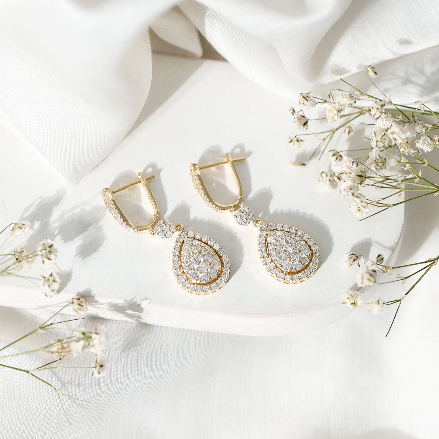 Certified Moissanite Bridal Drop Earrings For Wedding