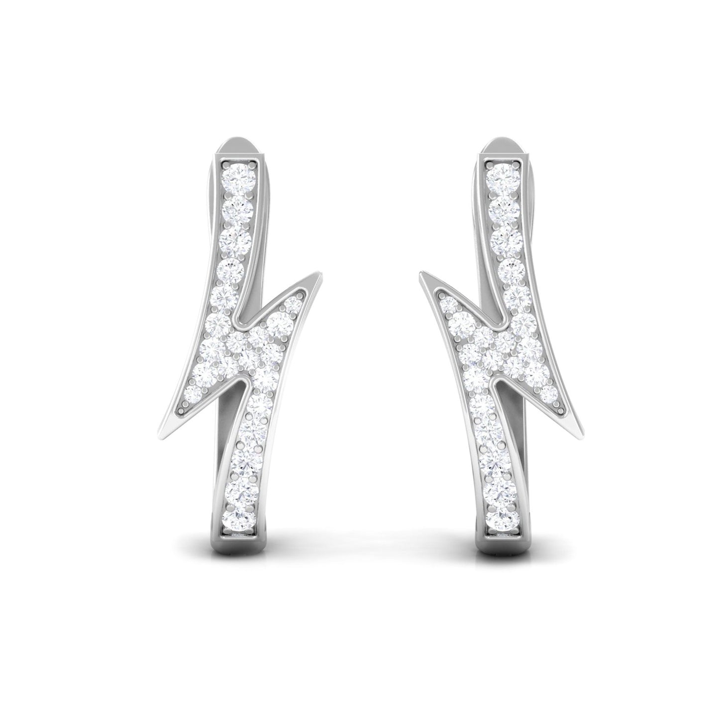 Natural Diamond Lightning Bolt Earrings with Latch Back