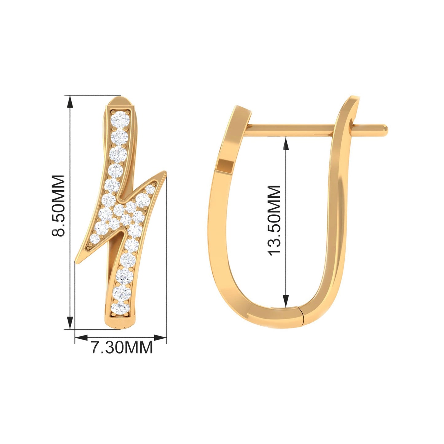 Natural Diamond Lightning Bolt Earrings with Latch Back