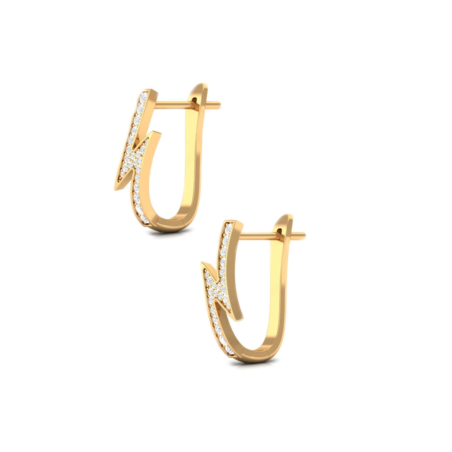 Natural Diamond Lightning Bolt Earrings with Latch Back