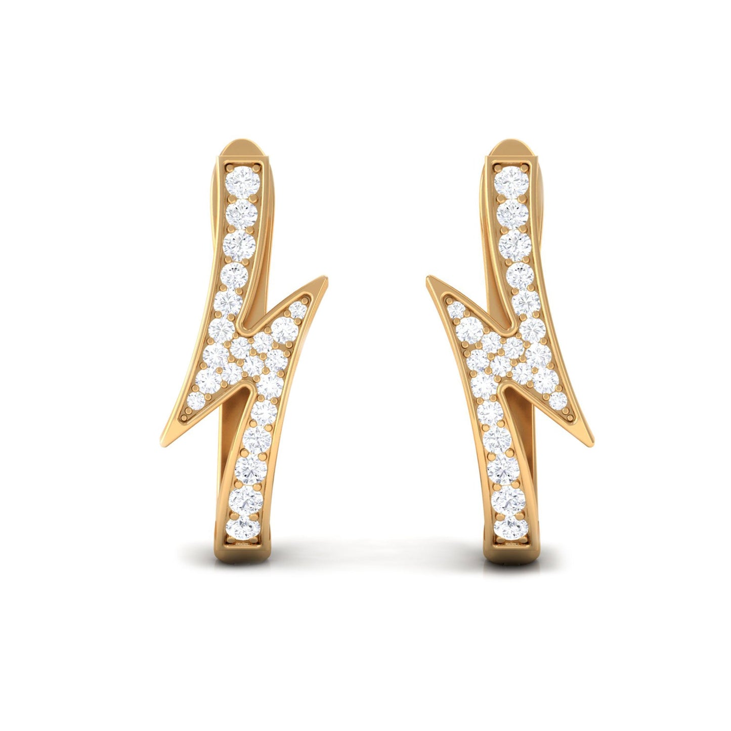 Natural Diamond Lightning Bolt Earrings with Latch Back