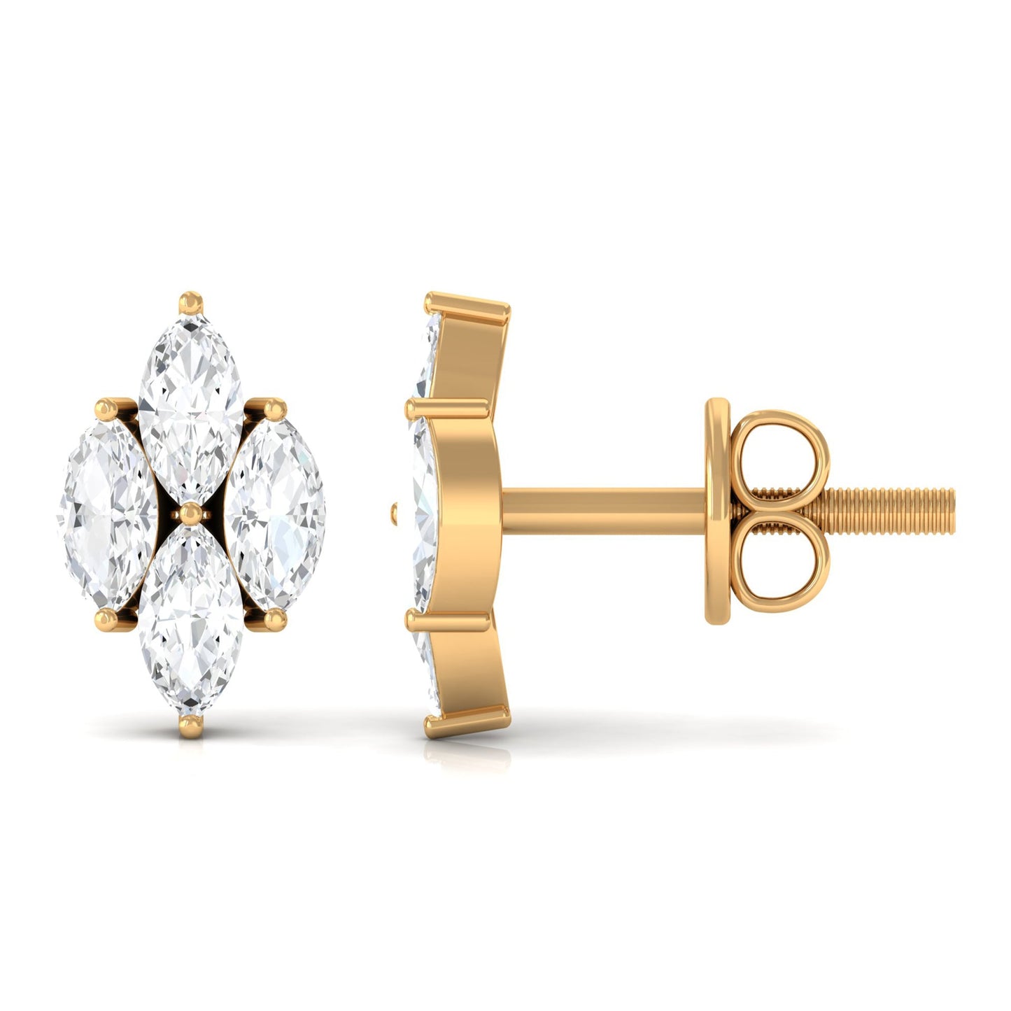 Marquise Cut Real Diamond Cluster Stud Earrings