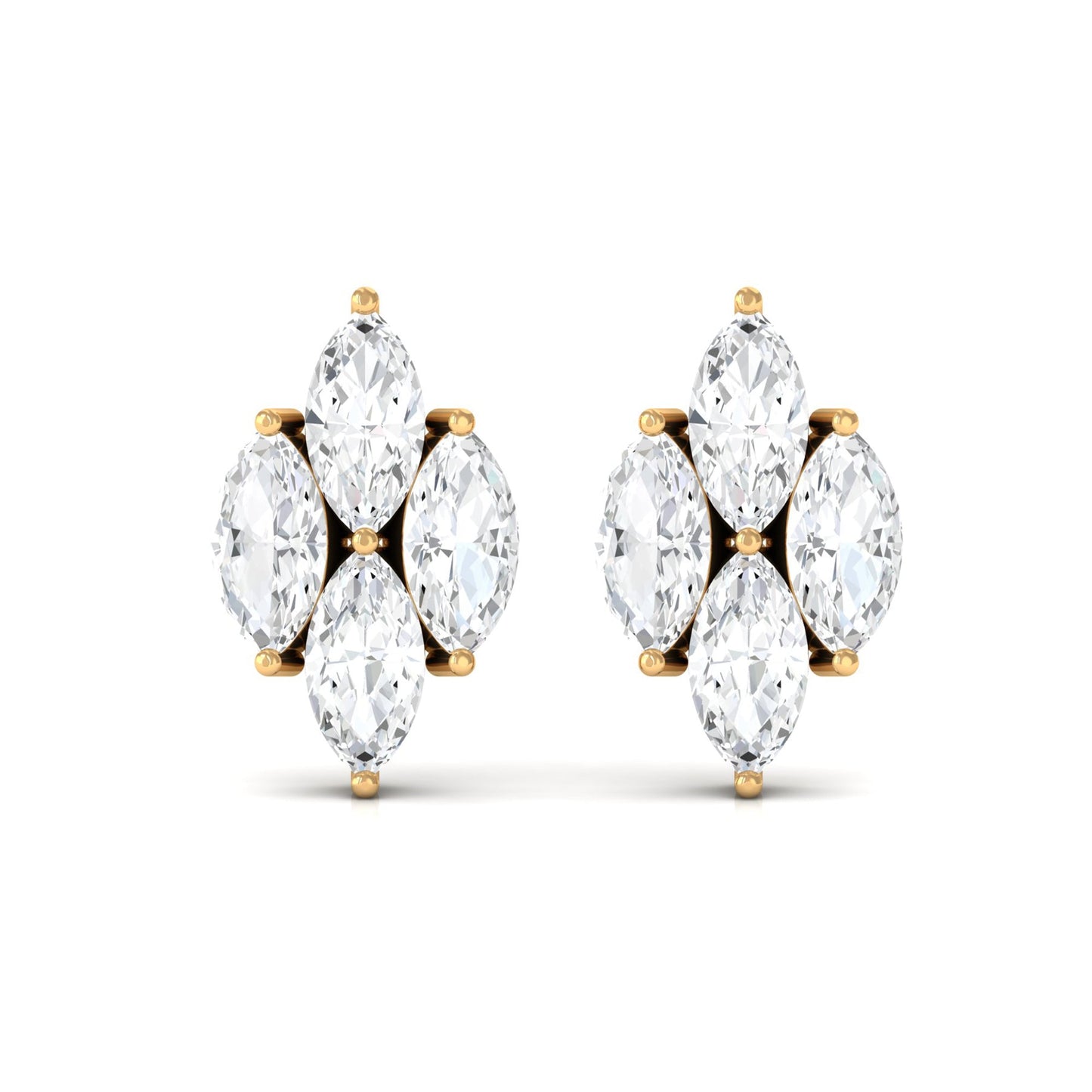 Marquise Cut Real Diamond Cluster Stud Earrings