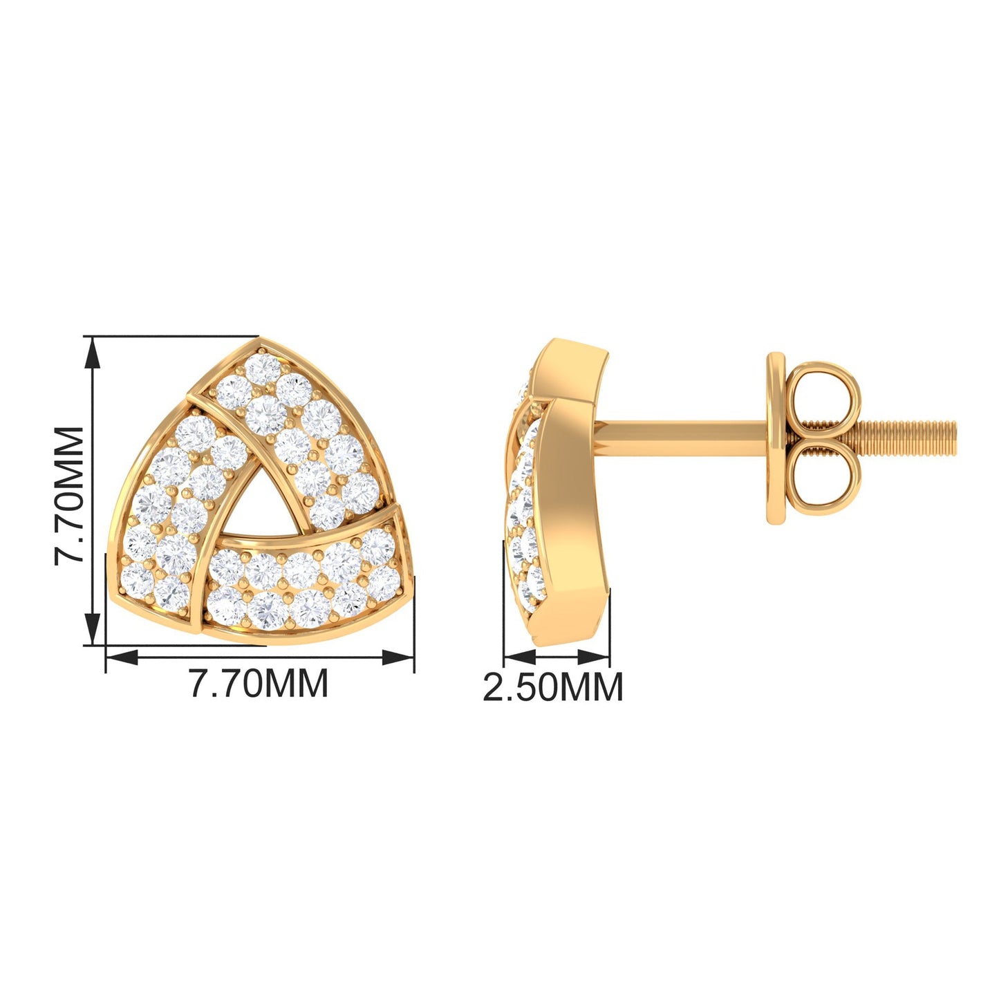 Minimal Diamond Triangle Earrings with Screw Back