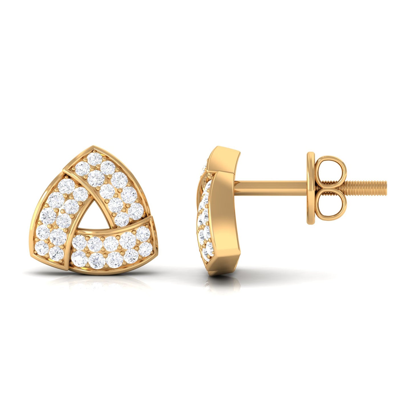 Minimal Diamond Triangle Earrings with Screw Back