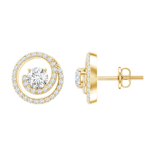 Certified Moissanite Swirl Earrings with Screw Back