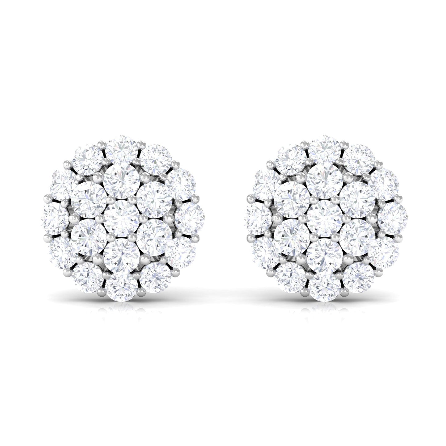 Certified Real Diamond Cluster Stud Earrings