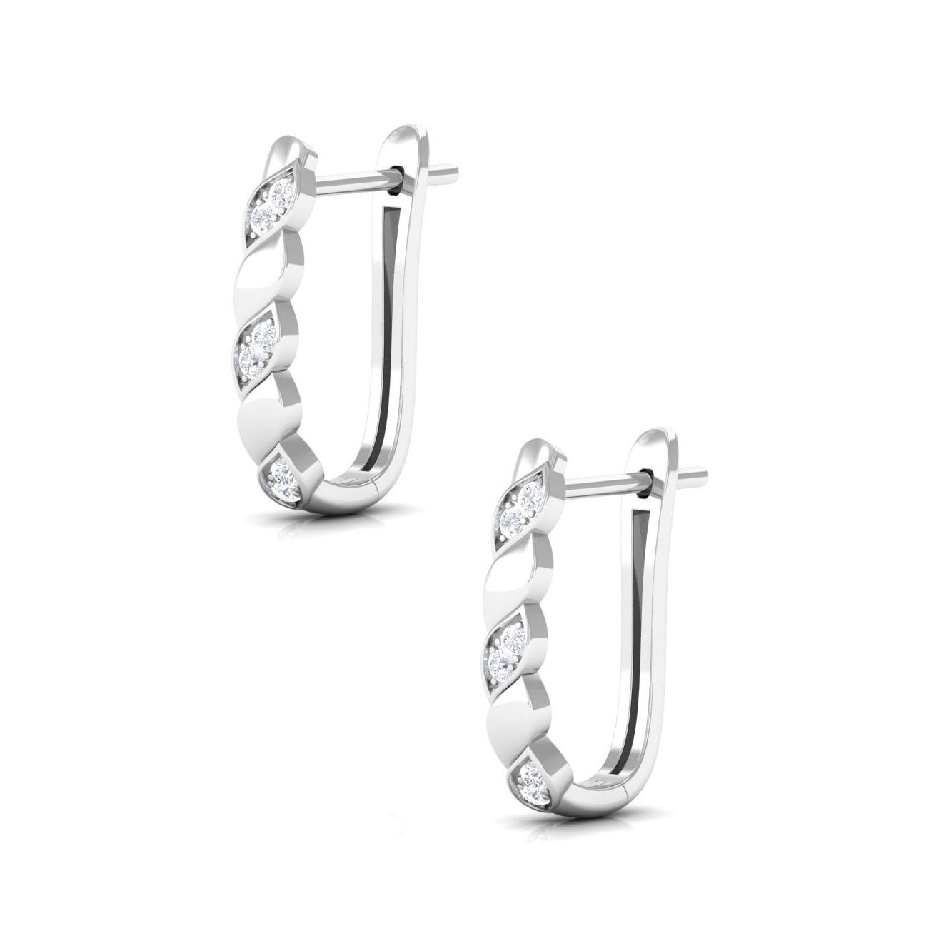 Minimal Diamond J Hoop Earrings with Latch Back