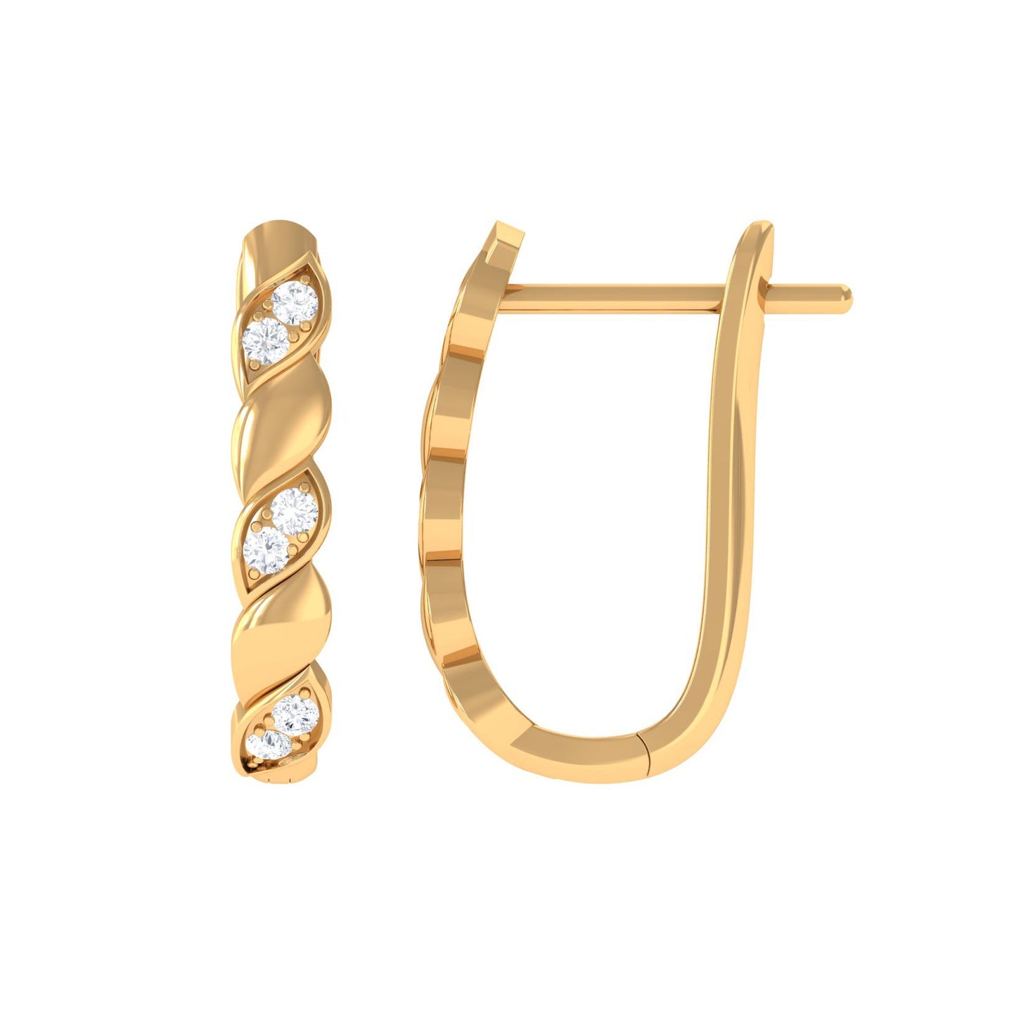 Minimal Diamond J Hoop Earrings with Latch Back