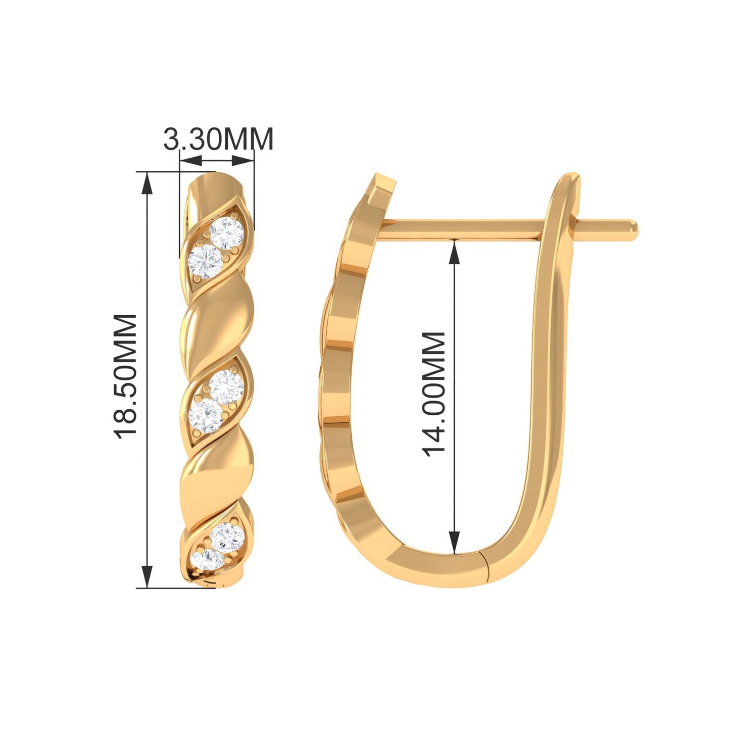 Minimal Diamond J Hoop Earrings with Latch Back