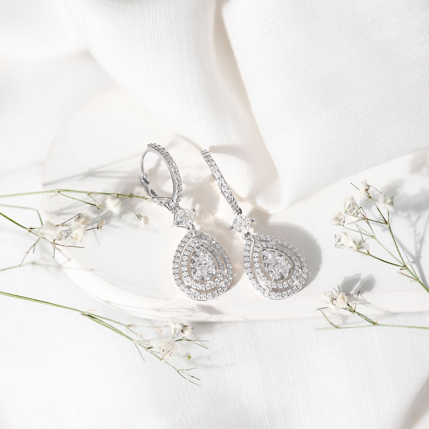 Certified Moissanite Teardrop Hoop Earrings for Women