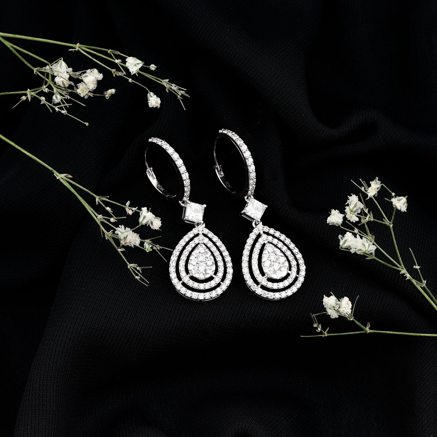 Certified Moissanite Teardrop Hoop Earrings for Women