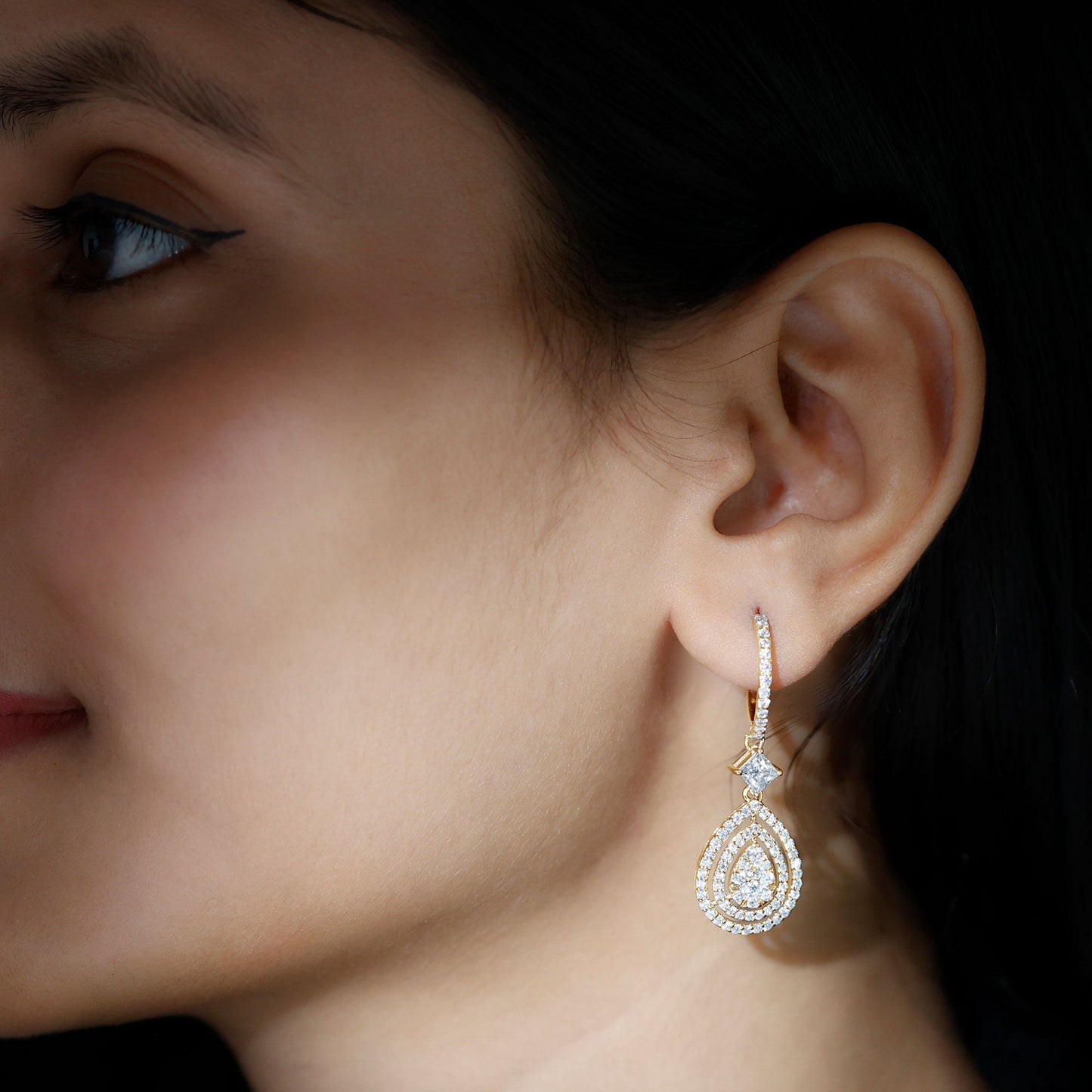 Certified Moissanite Teardrop Hoop Earrings for Women