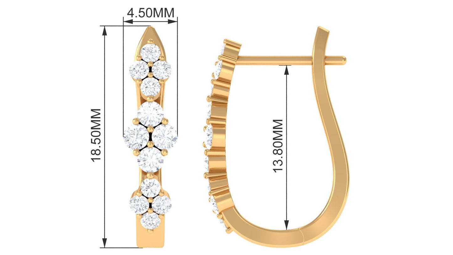 Certified Natural Diamond J Hoop Earrings