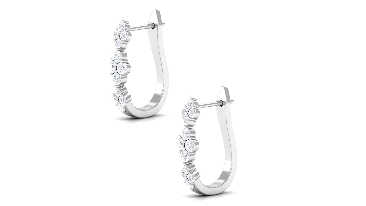 Certified Natural Diamond J Hoop Earrings