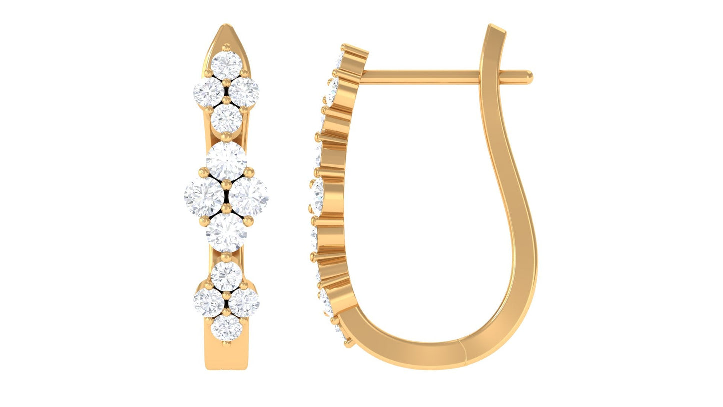 Certified Natural Diamond J Hoop Earrings