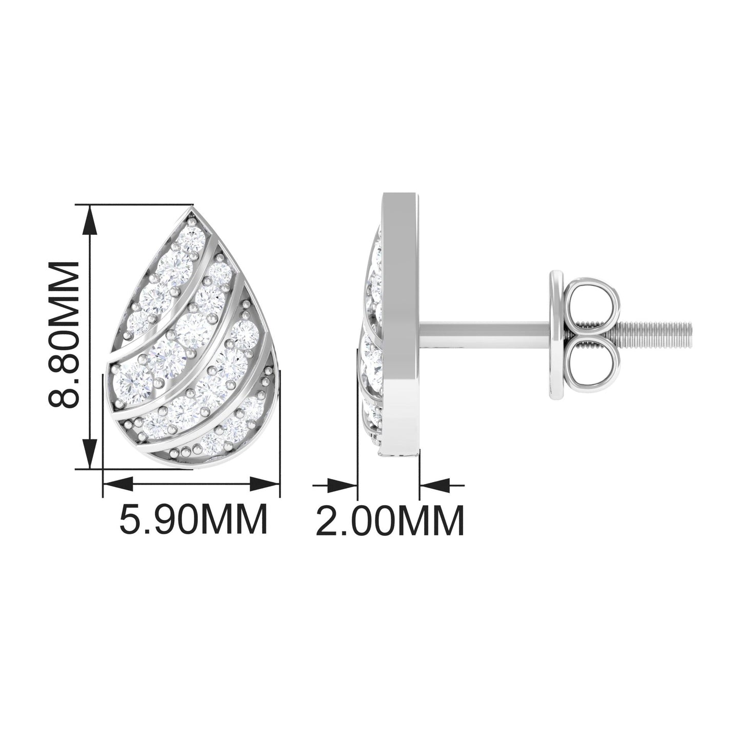 Certified Diamond Teardrop Stud Earrings For Her