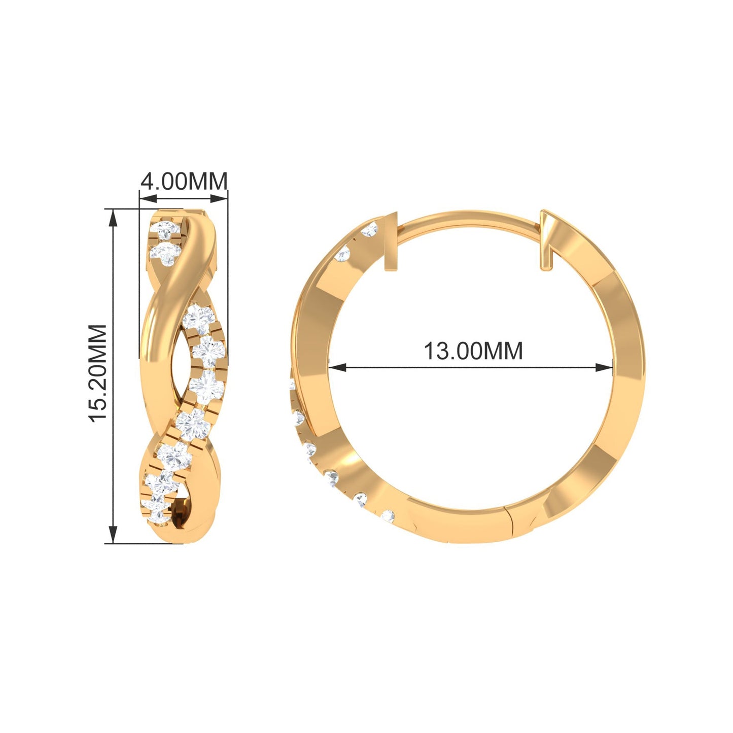 Natural Diamond Hoop Earrings in Infinity Style