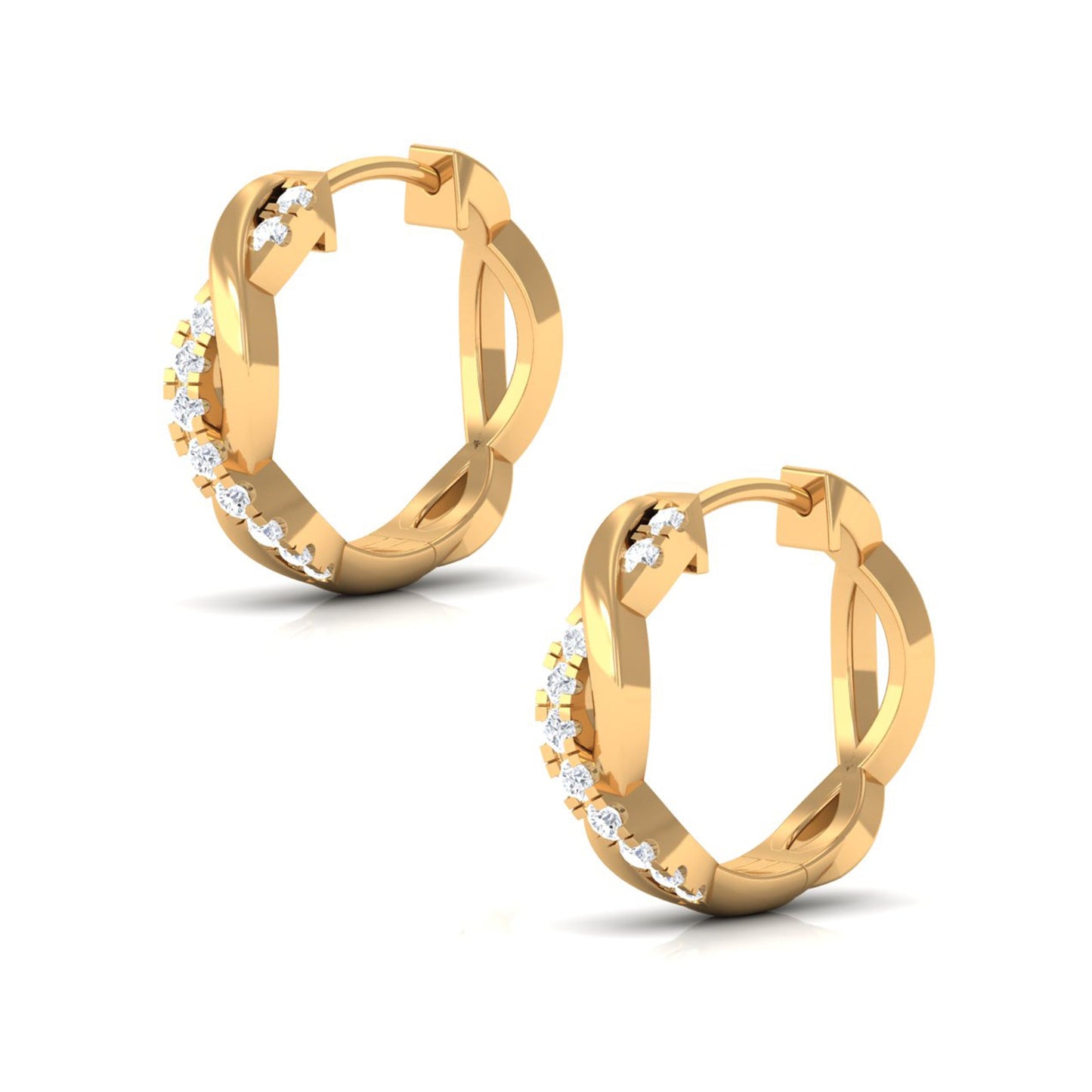 Natural Diamond Hoop Earrings in Infinity Style